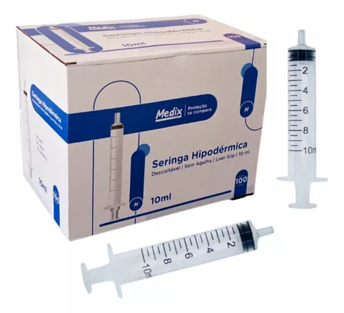 Seringa descartável / 10mL / Luer Slip / 100 Un. Cx. / Medix