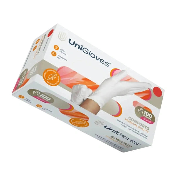 Luvas UNIGLOVES Látex SEM pó (100 UND.)