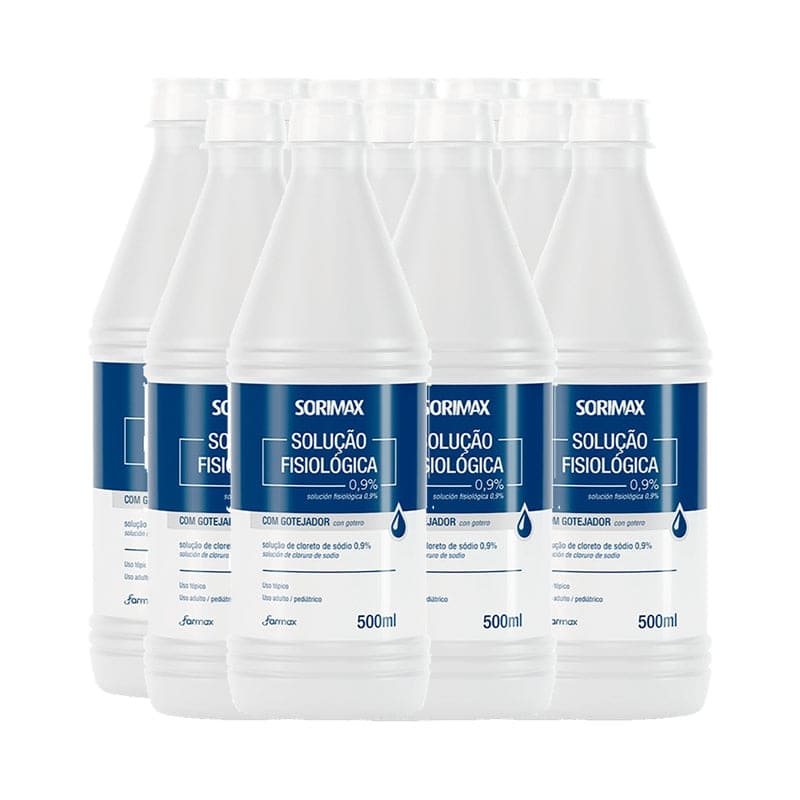 Solução Fisiológica 0,9% 500mL c/ gotejador (12 und.)